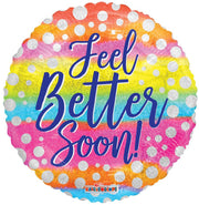 18" Feel Better Soon Dots with Fade Holographic Helium Foil Balloons (5 PACK) #15495-18