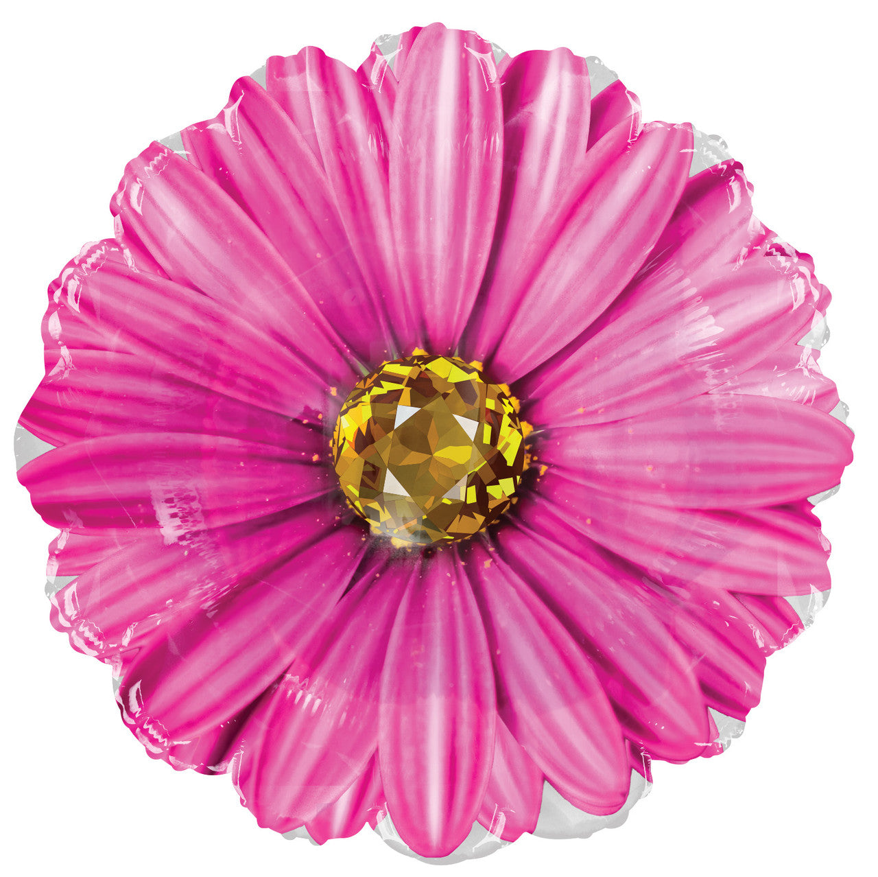 18" Hot Pink Rhinestone Daisy Helium Foil Balloon (5 Pack) #15756