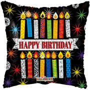 18" Happy Birthday Candles Square Shape Helium Foil Balloons (5 PACK) #16123