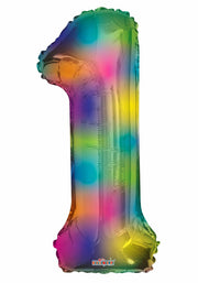 34" Large Rainbow Number # 1 Balloons 1ct #16374