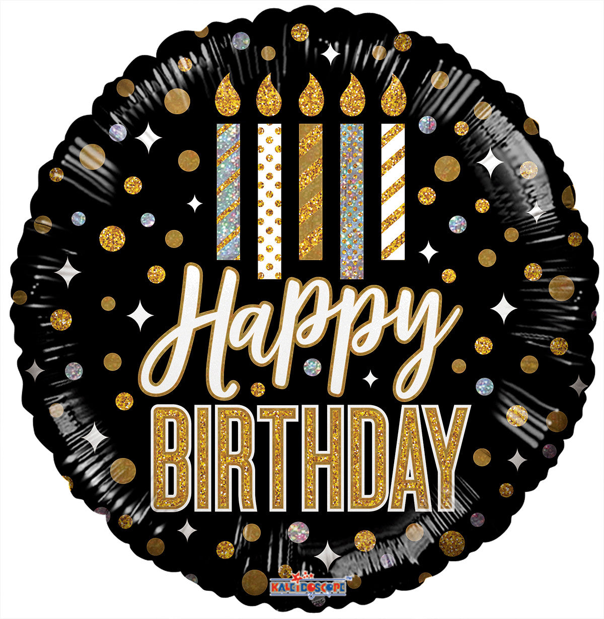 18" Happy Birthday Candles Black Helium Foil Balloon (5 Pack) #16505