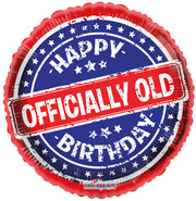 18" Happy Birthday Officially Old Helium Foil Balloons (5 PACK) #16818