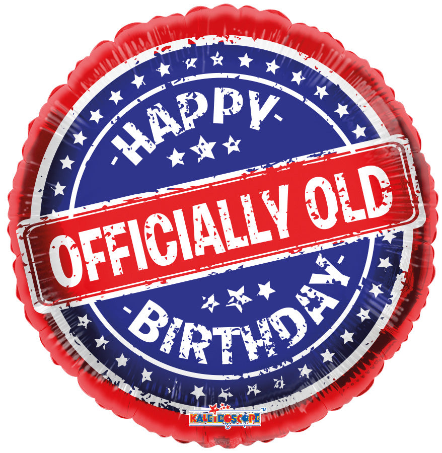 18" Happy Birthday Officially Old Helium Foil Balloons (5 PACK) #16818