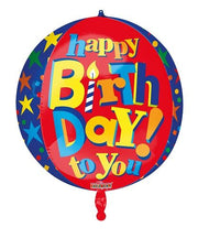 15" Spheres Spherical Happy Birthday to You Big Letters Helium Balloon (1 PACK) #16906