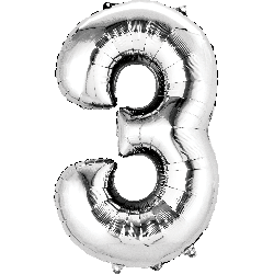 16" Mini Silver # 3 Balloon Air Fill Only