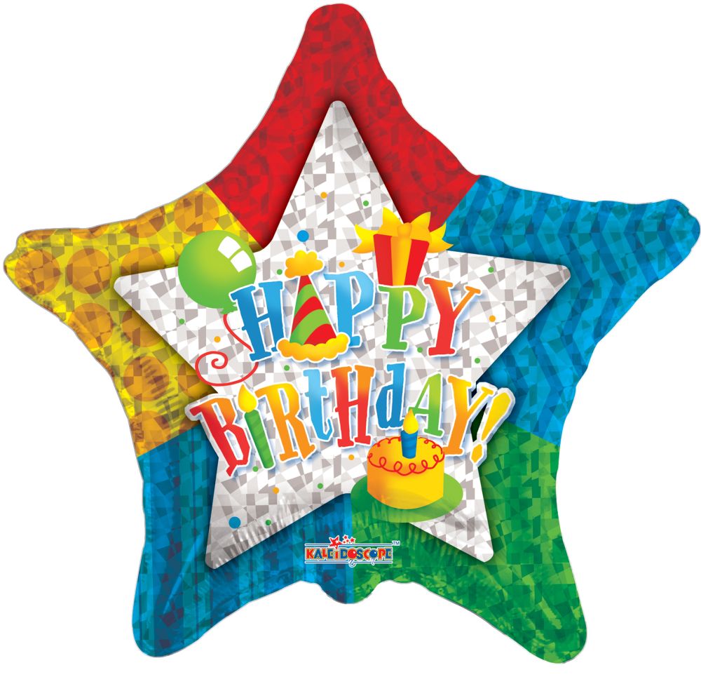4" Micro Birthday Patterned Star Shape Air Fill Only Foil Balloon (5 PACK) #17969