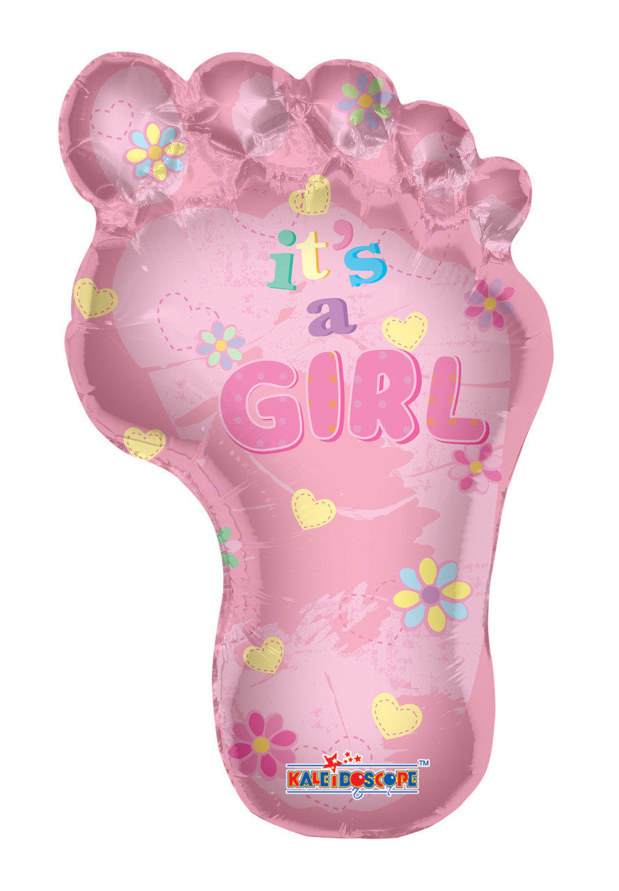 36" Baby Girl Foot Shape Helium Foil Balloon 1ct #19166
