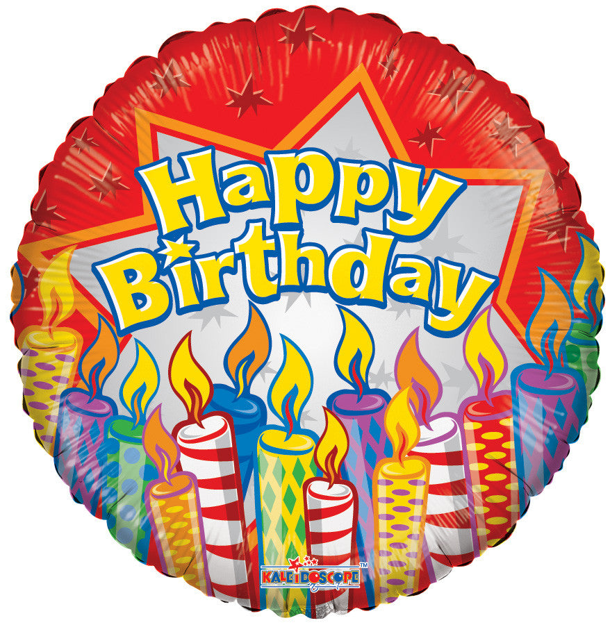 18" Happy Birthday Candles Red Helium Foil Balloon (5 Pack) #19696