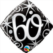 18" 60th Birthday Elegant Sparkles Diamond Shape Helium Foil Balloon 1pk #30030