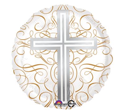 18" Silver Elegant Cross Balloon 1ct #32630