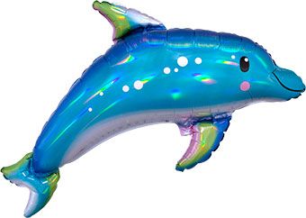29" Iridescent Blue Dolphin Shape Helium Foil Balloon 1ct #39376.