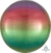 15" ORBZ Shiny Ombre Rainbow Spherical Round Balloon (3 Pack) #39850