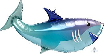 38" Smiling Shark Shape Helium Foil Balloon #41225