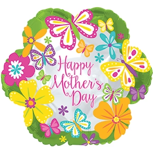18" Mother's Day Butterflies Flower Shape Helium Foil Balloons (5 PACK) #414002