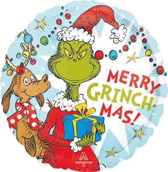 18" Merry Grinch Christmas Helium Foil Balloon 1ct #43610