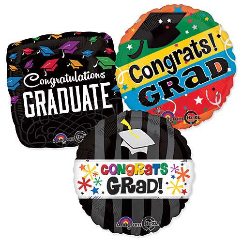 Bulk Graduation Balloons 100 Assorted 18" Helium Foil Grad & Congrats See Details image 0