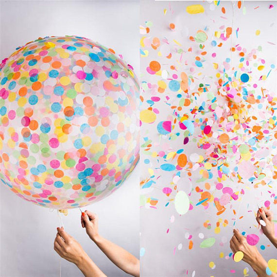 Tuf Tex Confetti Balloon 36" Clear Latex Balloon Includes Confetti 1ct #3614 image 0