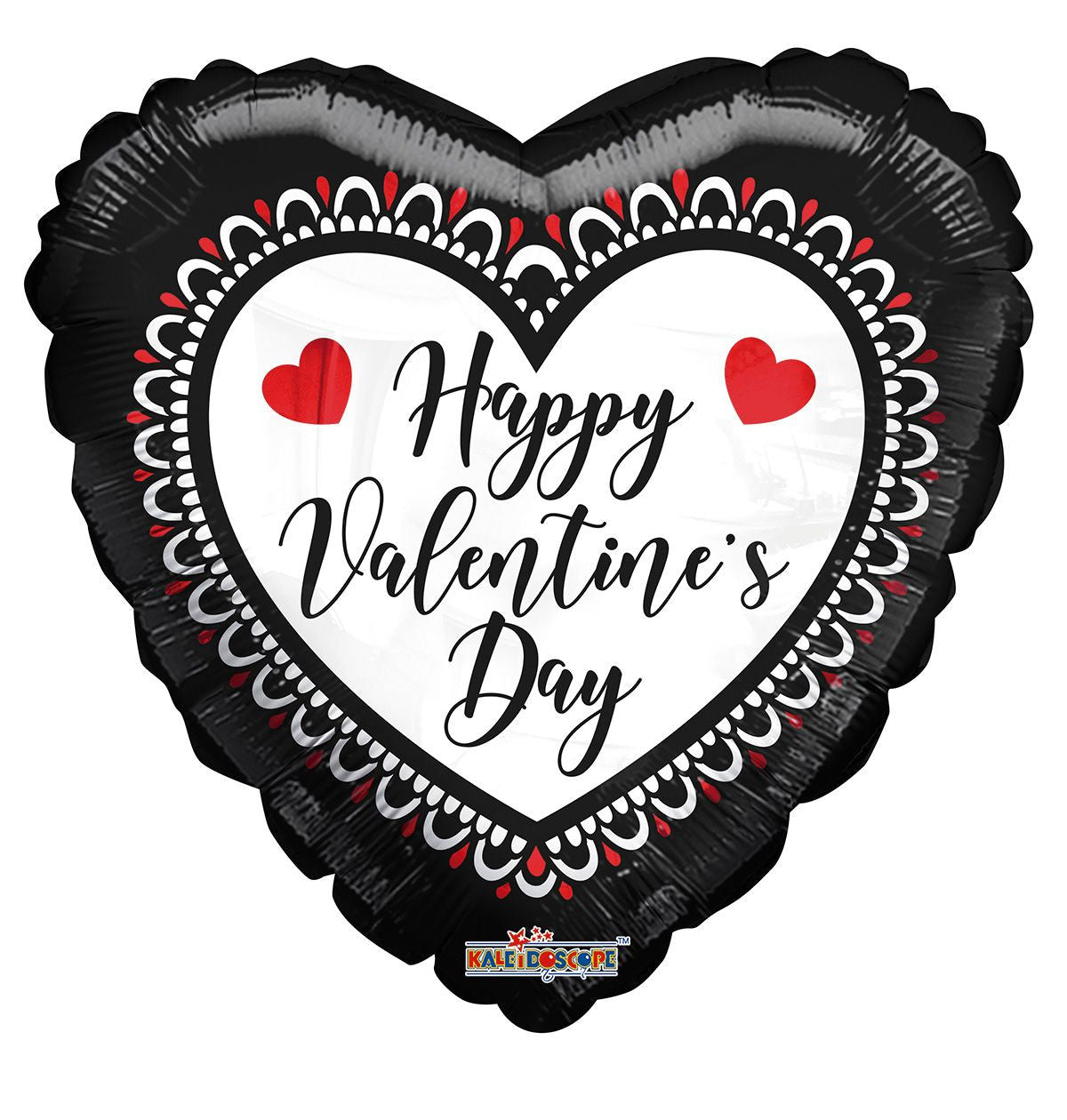 18" Happy Valentine's Day  Black Heart Helium Foil Balloon (5 Pack) #81316