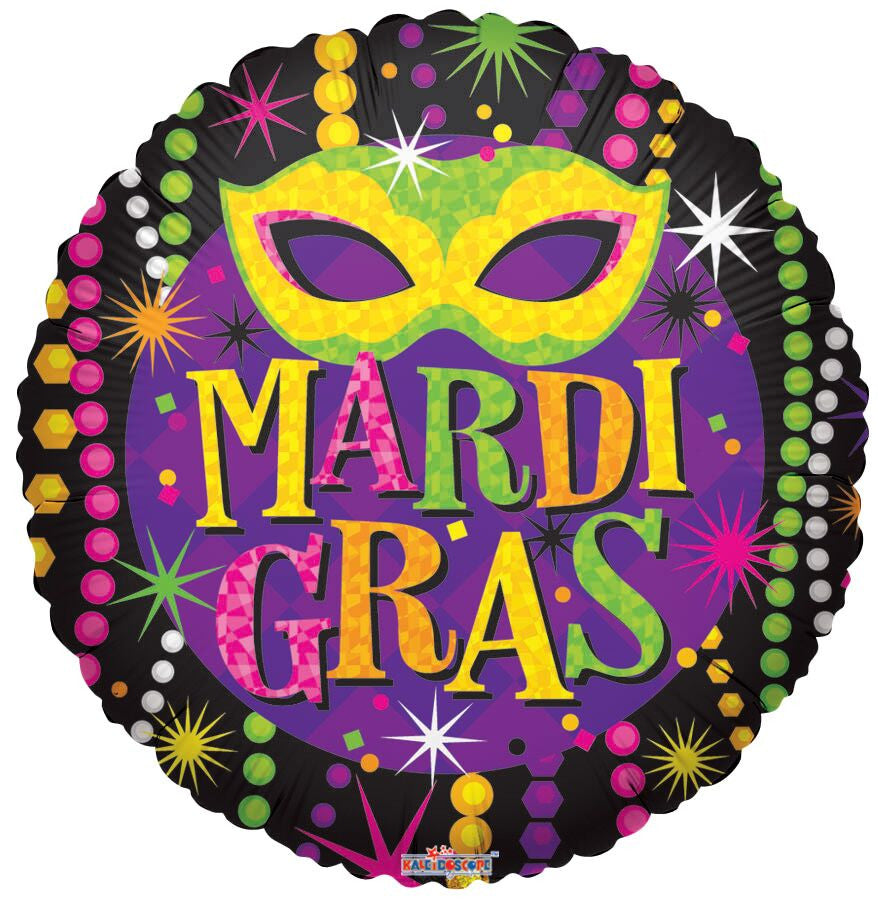 18" Mardi Gras Beads Masks Helium Foil Balloon (5 Pack) #82036