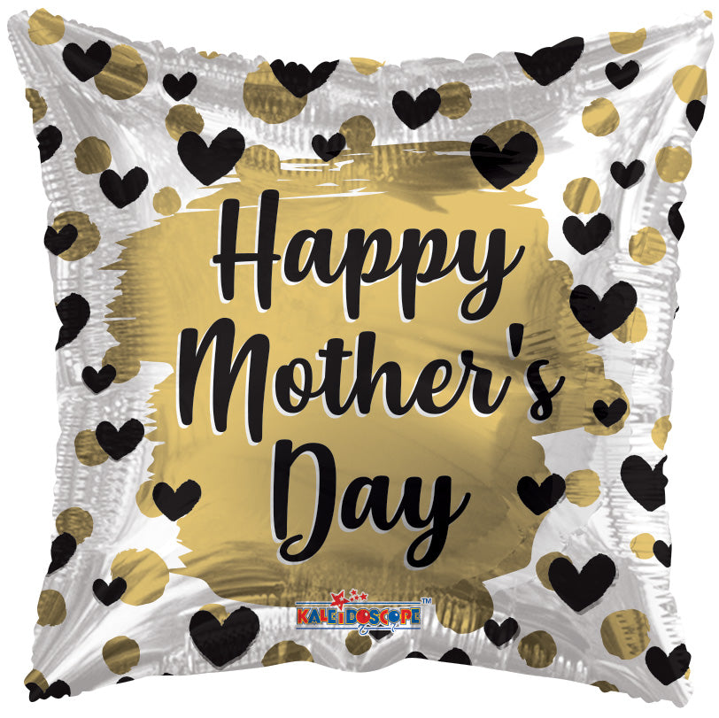 18" Mother's Day Black Gold Hearts Balloon (5PACK) #84354