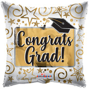 9" Mini Congrats Grad Gold Square Foil Air Fill Only (5PACK) #85473-09