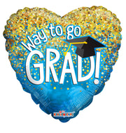 9" Mini Congrats Way To Go Grad Blue Foil Air Fill Only (5PACK) #85482-09