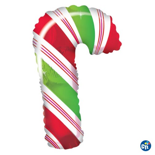 35" Candy Cane Shape Helium Foil Balloon 1ct #434257