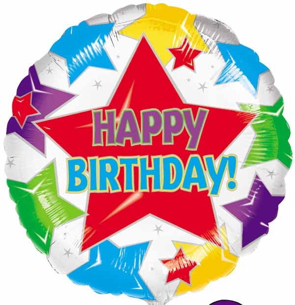 18" Happy Birthday Stars Helium Foil Balloon (5 Pack) #07303