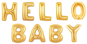 40" Large Gold "HELLO BABY" Balloon Kit- Includes 9 Balloons