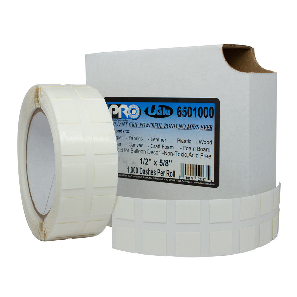 Pro Tapes UGlu® 650 Dash Boxed Roll 1/2"x5/8" 1000 Count Pack