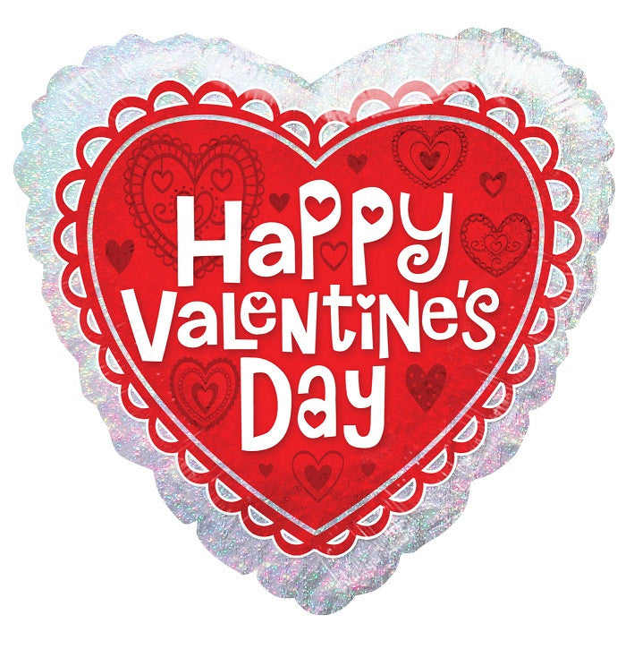 18" HVD Holographic Hearts Balloons 5PACK #81176