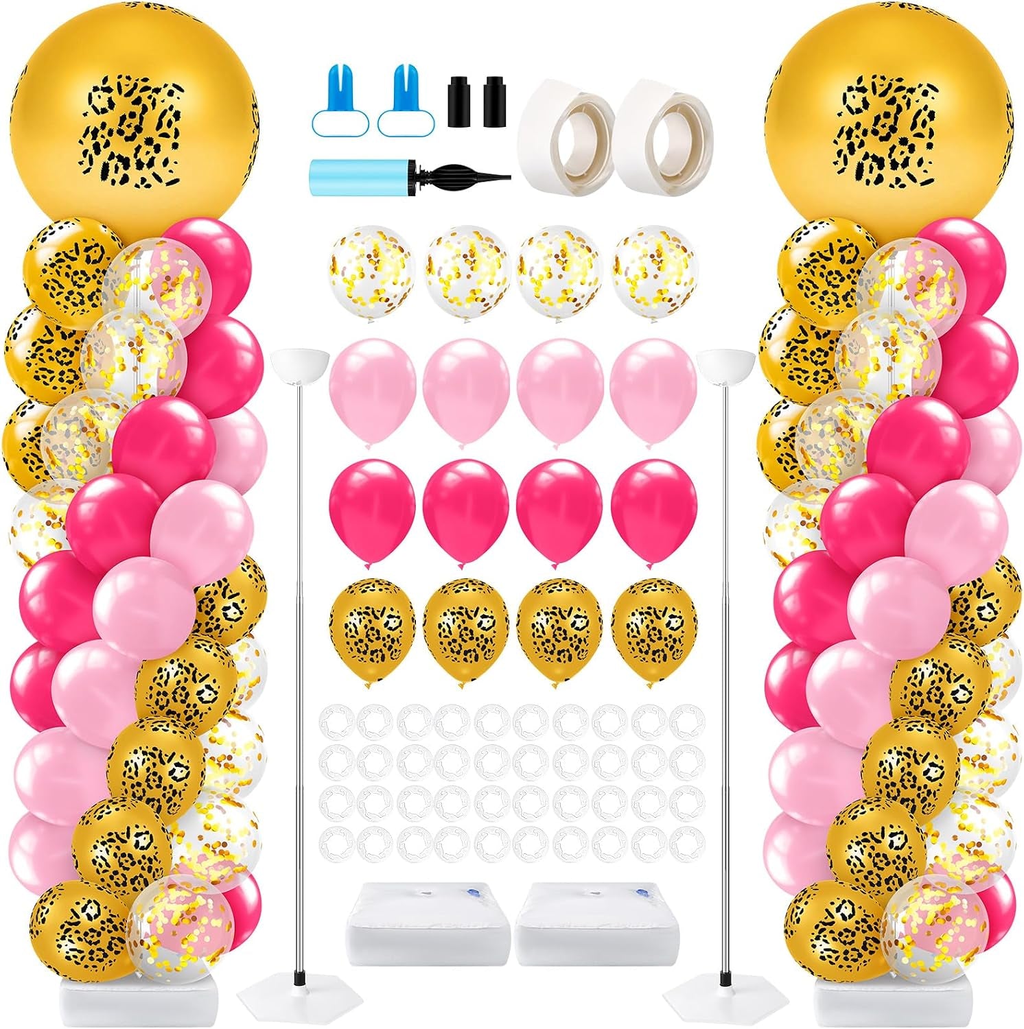 2 Sets Daisy Pastel Party Balloon Column Stand Kit, Adjustable Groovy Balloon Arch Stand Kit for Macaron Boho Summer Daisy Floral Theme Easter Party Decoration