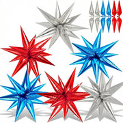 74 PCS Silver Star Balloons, 12 Point Star Foil Mylar Balloons Spike Explosion Cone Balloon for Party Decorations Supplies, Birthday, Wedding, Baby Shower, Graduation Balloon 2025