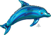 37" Blue Dolphin Shape Helium Foil Balloon #05813