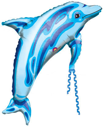 37" Blue Dolphin Shape Helium Foil Balloon #05813