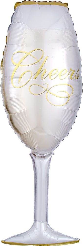 38"Jumbo Cheers Champagne Flute Glass Shape Foil Balloon (1 Pack) #06195