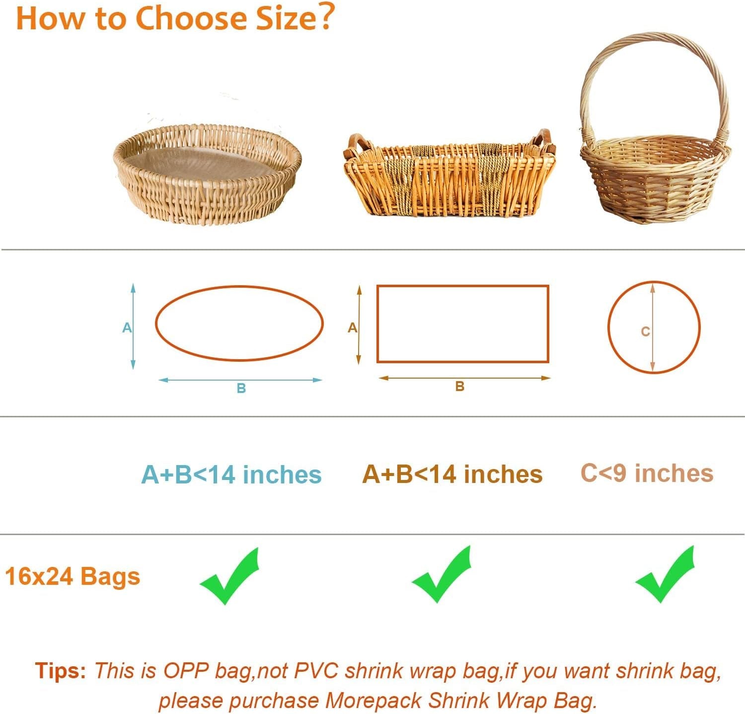 Cellophane Bags for Gift Baskets 16X24 Inches 5Pcs | Clear Cellophane Gift Bags (No Bow or Ribbon Included)