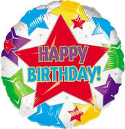 18" Happy Birthday Stars Helium Foil Balloon (5 Pack) #07303