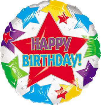 18" Happy Birthday Stars Helium Foil Balloon (5 Pack) #07303