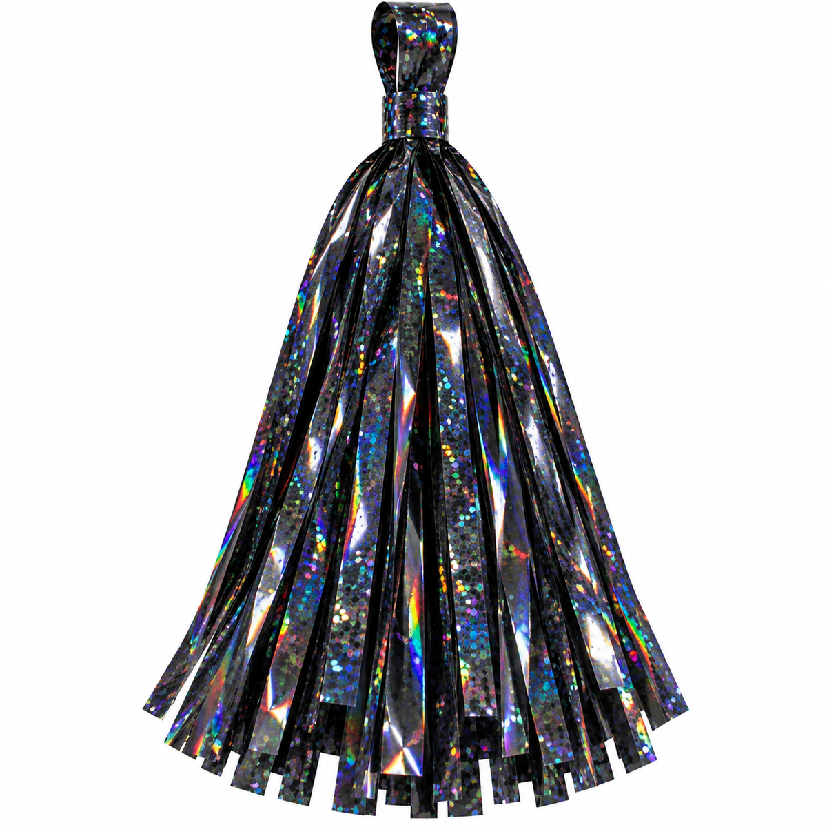 12" Balloon Tassel Black Holographic 12 Pack #LGTASBKH