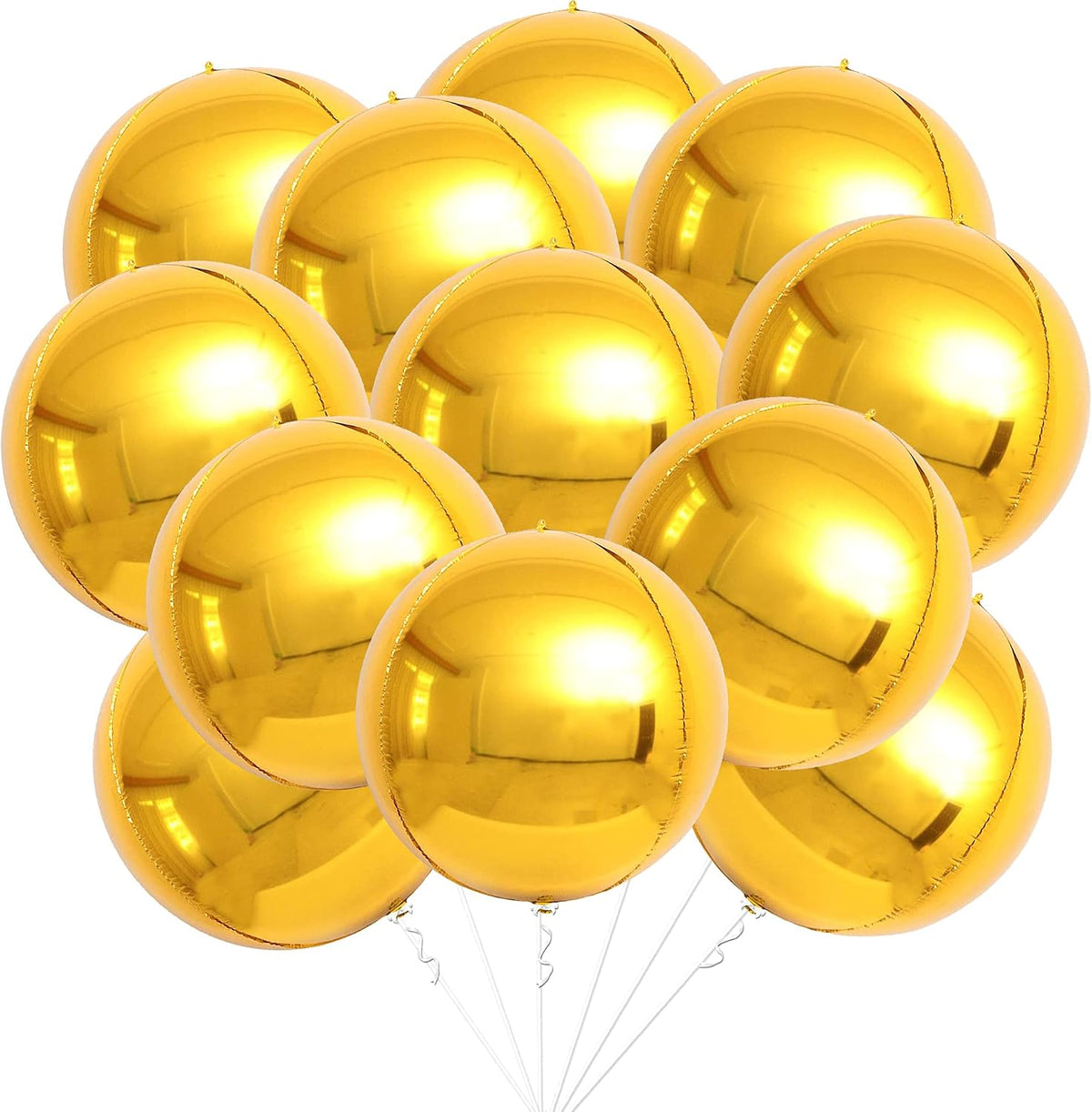 22-Inch Black Mylar Round Foil Balloons - Pack of 12