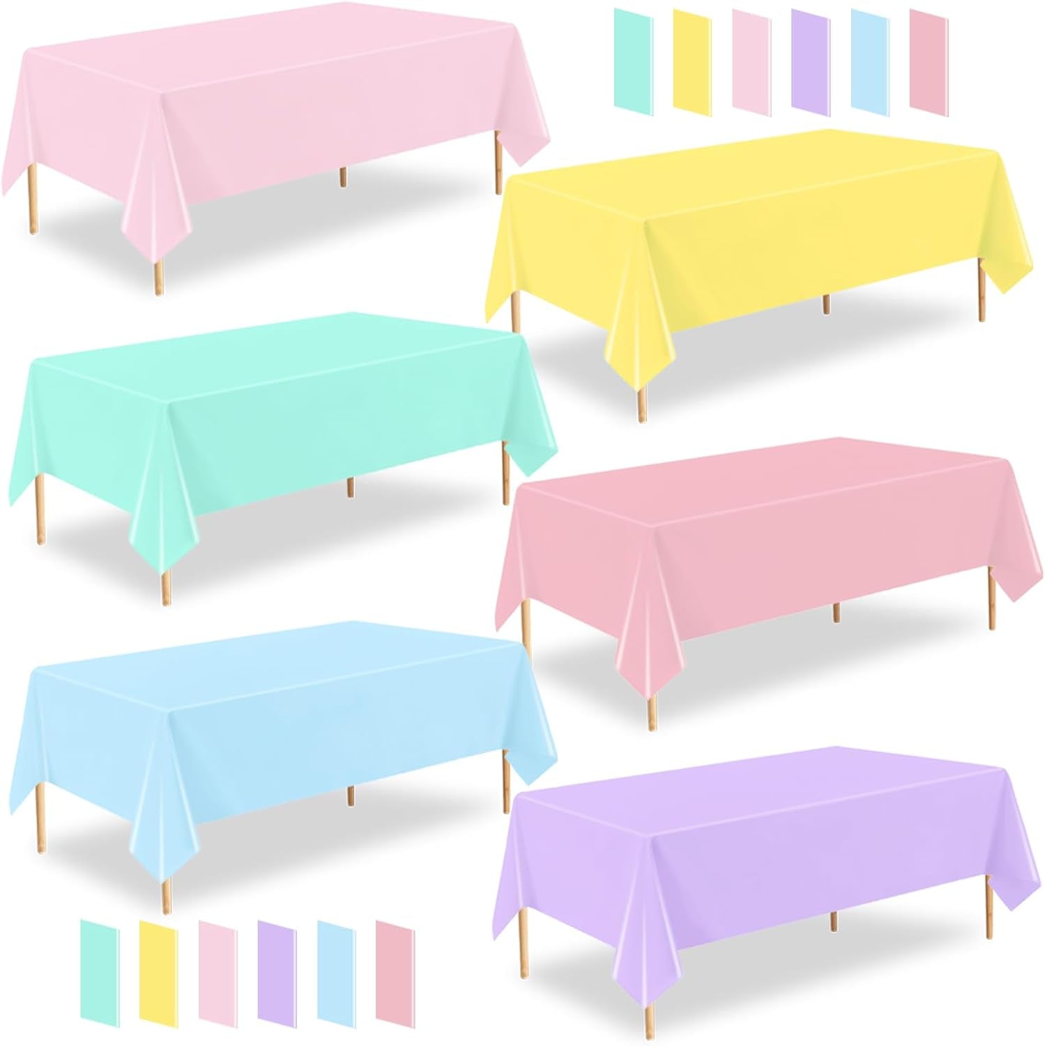 12 Pack Plastic Pastel Tablecloth,54 X 108 Inch Disposable Colorful Mix Rectangle Tablecloth,Ice Cream Table Cloth for Baby Shower,Birthday,Wedding,Spring Easter and Summer Party Decorations