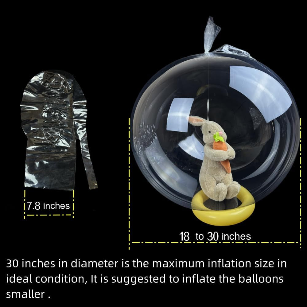 Large Clear Stuffable Balloons, 10-Pack Extra Wide Mouth Bubble Balloons for Gift Wrapping - Ideal for Mother's Day, Bridal Showers, and Birthday Celebrations
