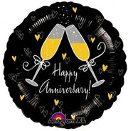 18" Happy Anniversary Cheers Helium Foil Balloon (1 Pack) #11360
