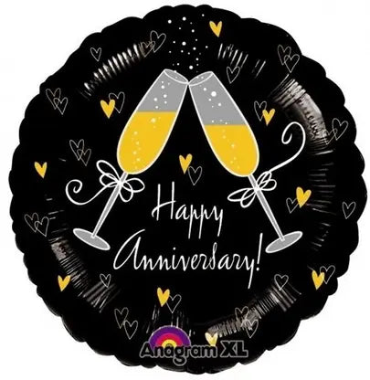 18" Happy Anniversary Cheers Helium Foil Balloon (1 Pack) #11360