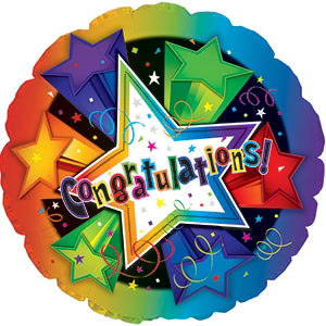 9" Congratulations Stars Burst AIR FILL ONLY Balloon (5 Pack) #124101