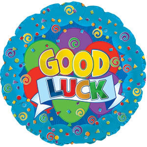 18" Good Luck Blue Balloons & Confetti Helium Foil Balloon (5 Pack) #114285