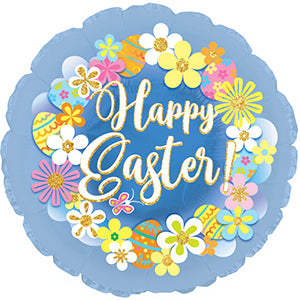 18" Easter Wreath Blue Helium Foil Balloon (5 Pack) #114447