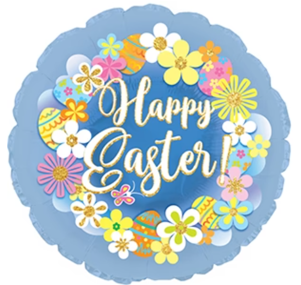 18" Easter Wreath Blue Helium Foil Balloon (5 Pack) #114447