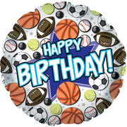 18" Happy Birthday Sports Balloons Helium Foil Balloons (5 Pack) #114604